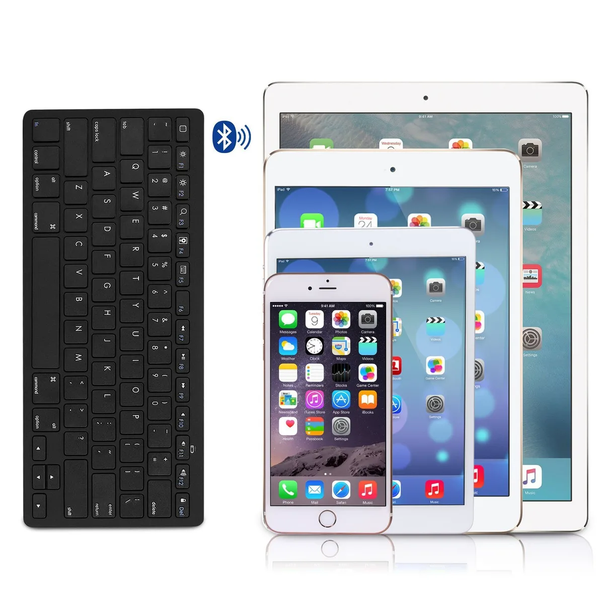 ESTONE ESTONE Ultra-Slim Bluetooth 3.0 Keyboard Black 78 keys 285 x 120 x 6 mm — product photo