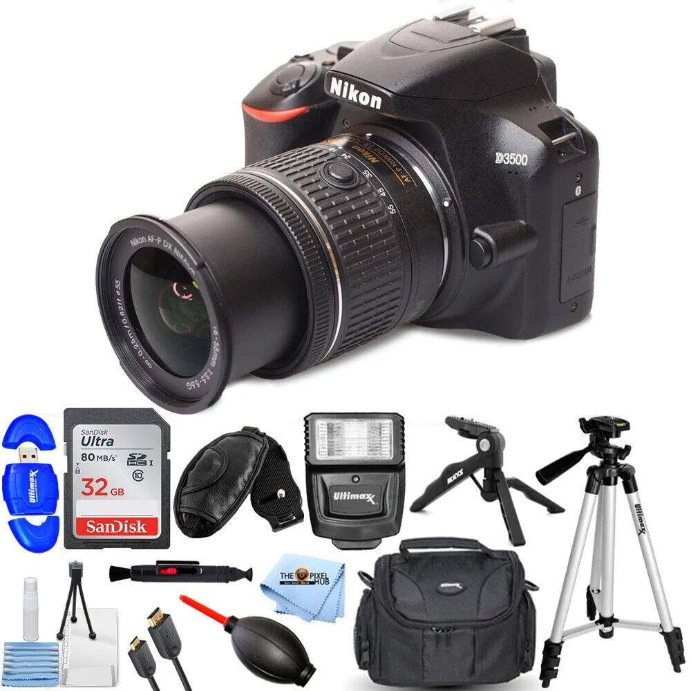 Nikon Global Nikon Global D3500 24.2MP DSLR Camera with 18-55mm VR Lens 12PC Accessory Bundle — product photo