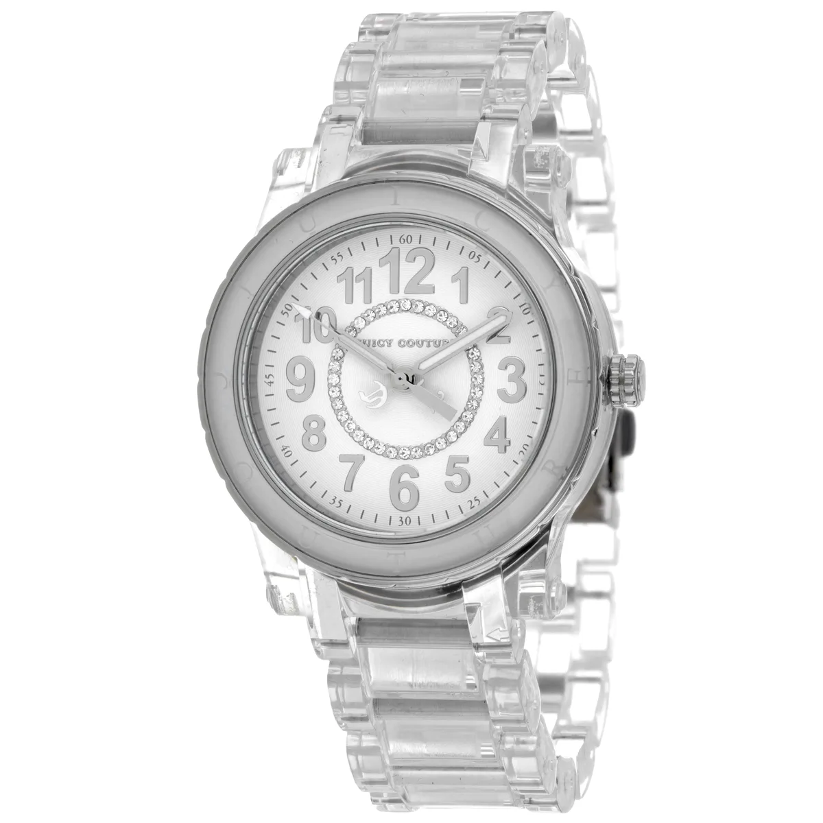 Juicy Couture HRH watch, white dial, stainless steel case, plastic bracelet