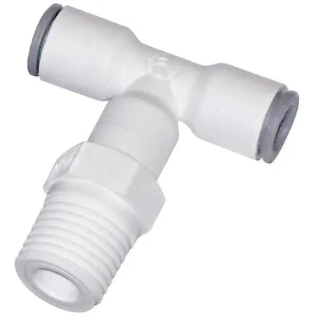 White nylon push-fit tee fitting with three 1/2 inch ports