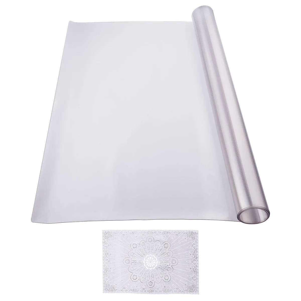 Transparent rectangular PVC table protector 24 by 48 inches 1.5 mm thick frosted finish