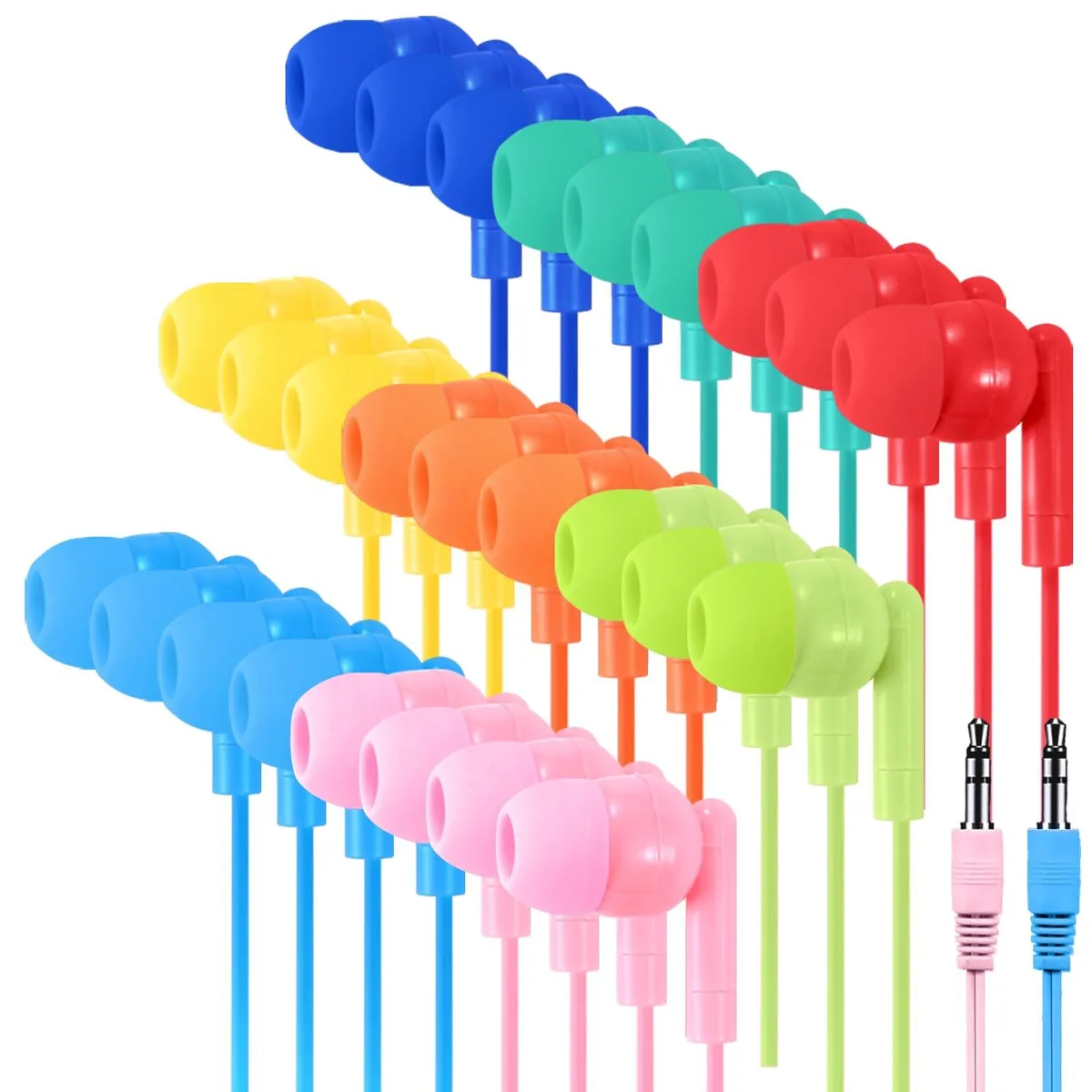 No Sew No Sew 10 Pack Wired In-Ear Earbuds 3.5mm Mixed Colors — product photo