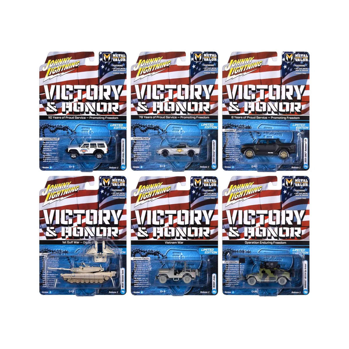 JOHNNY LIGHTNING JOHNNY LIGHTNING "Military" Set B 6pc 2025 Release 2 1/64 Diecast hobby collectible — product photo