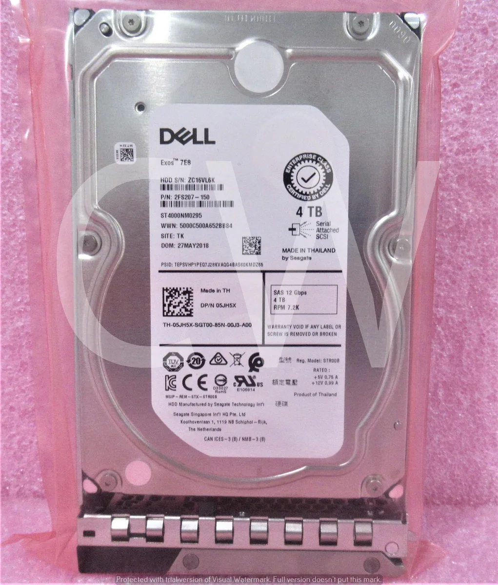 DELL DELL ST4000NM0295 4TB 7200RPM SAS 12Gb/s 3.5in internal hard drive with GEN14 caddy — product photo