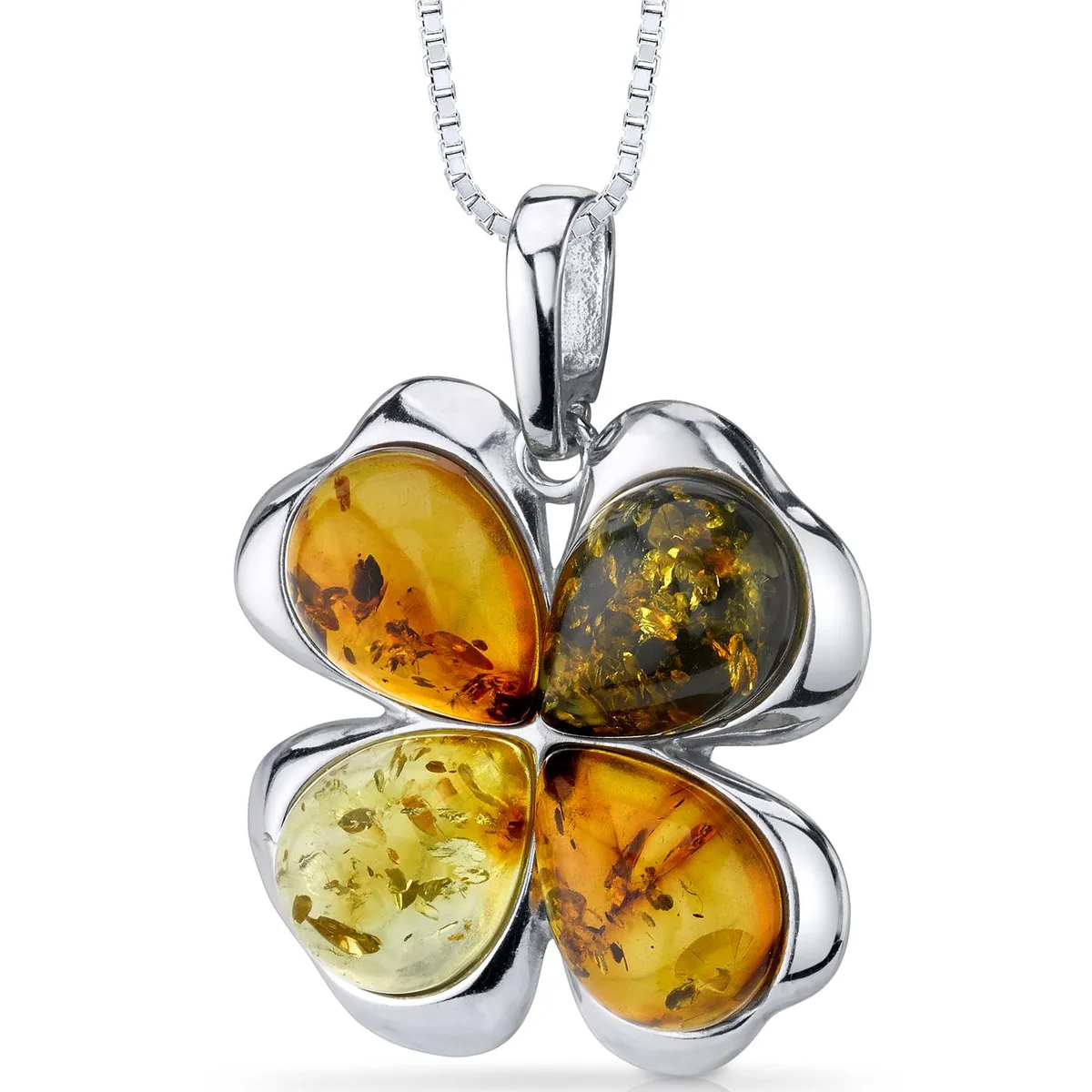 Oravo Oravo Baltic Amber Clover Pendant Necklace Sterling Silver 18" 3.8g 925 SP11100 — product photo