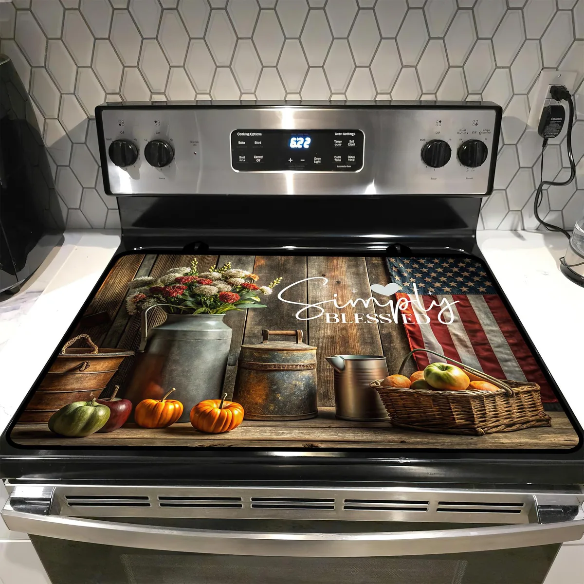 Rectangular glass stove top cover, 28 by 20 inches, smooth finish