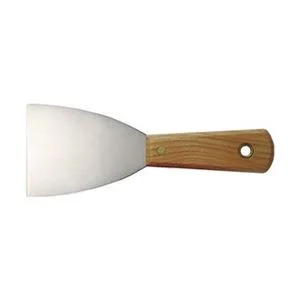 Westward 13A695 stiff 3 inch carbon steel wall scraper with wooden handle