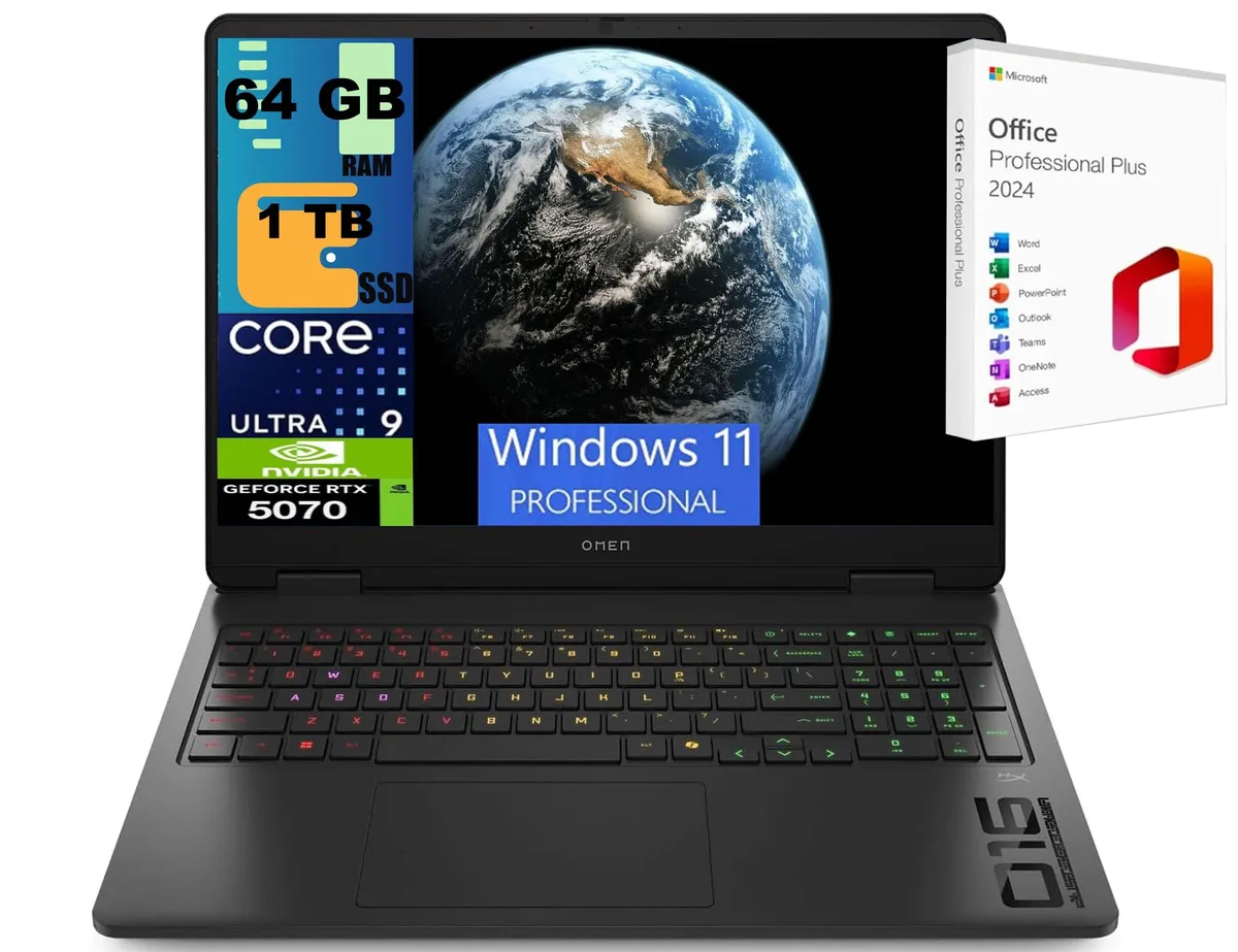 HP HP OMEN 16 Raider Intel Core Ultra 9 285H 64GB 1TB RTX 5070 gaming laptop — product photo