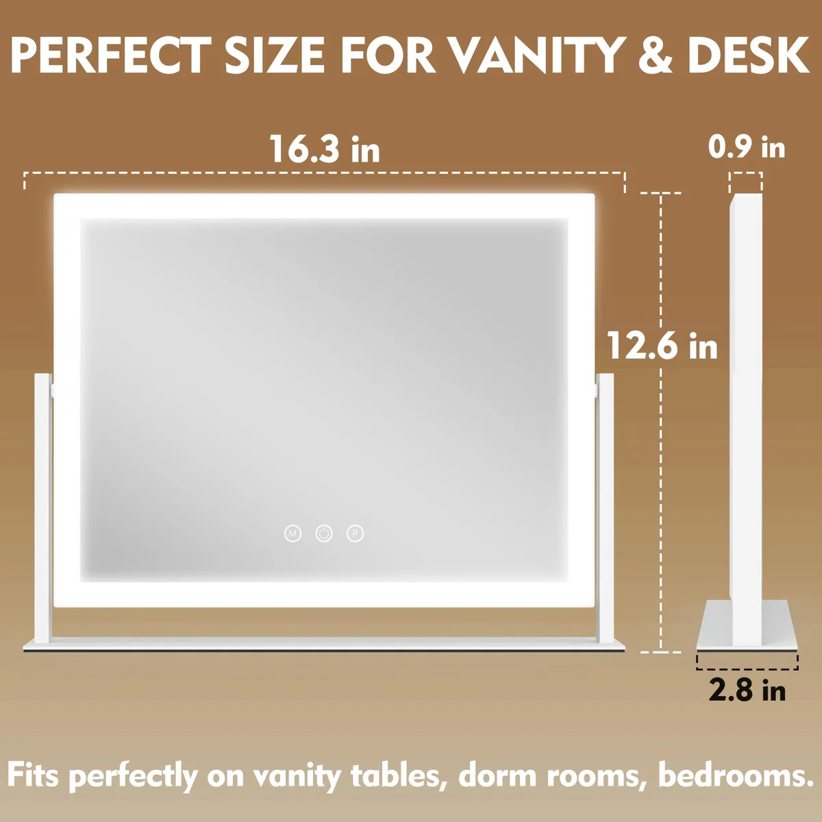 ROLOVE Lighted Makeup Mirror 16.3"x12.6" White with 10X Magnifier — product photo