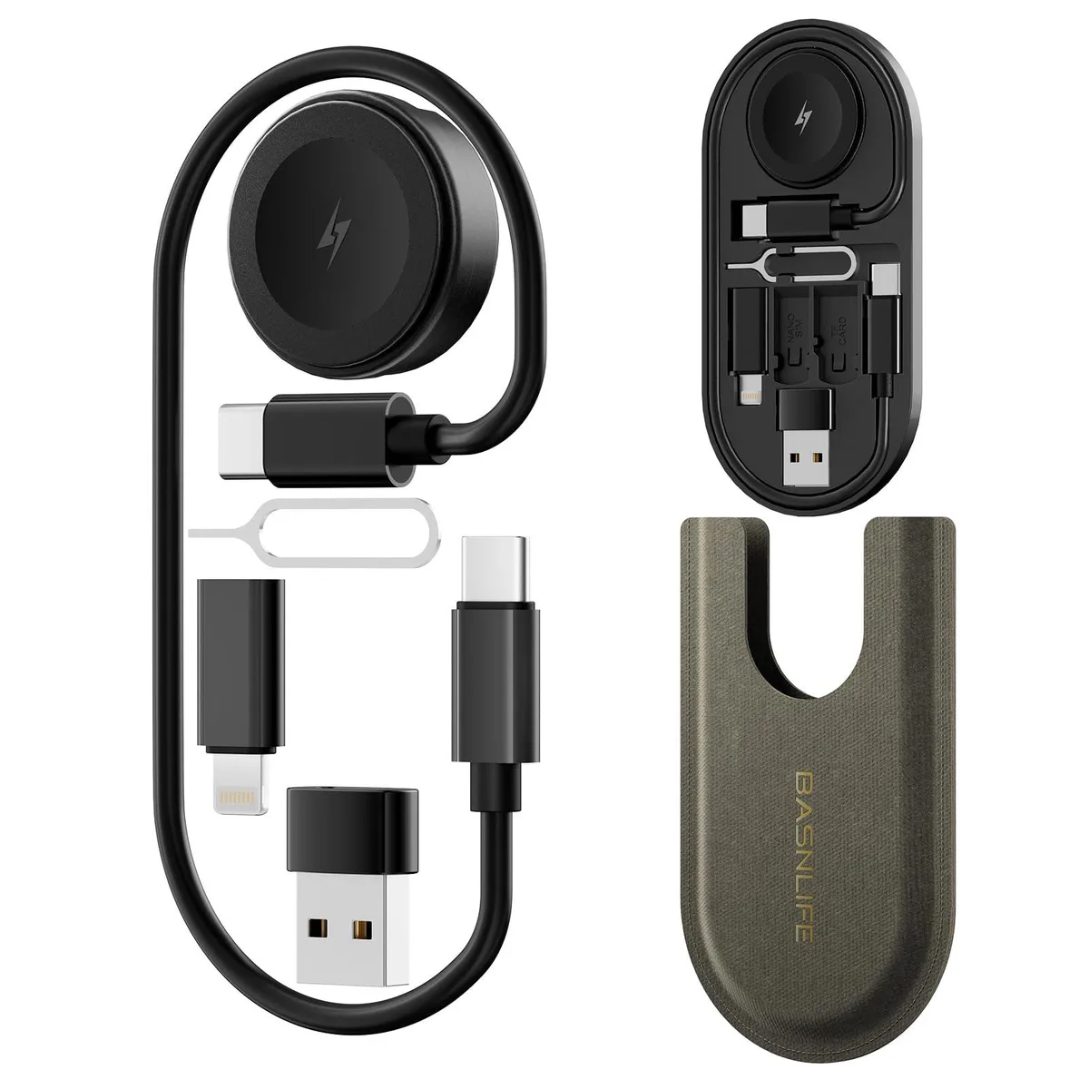  BASNLIFE USBCK 7-in-1 USB Charger Kit 60W Black — product photo