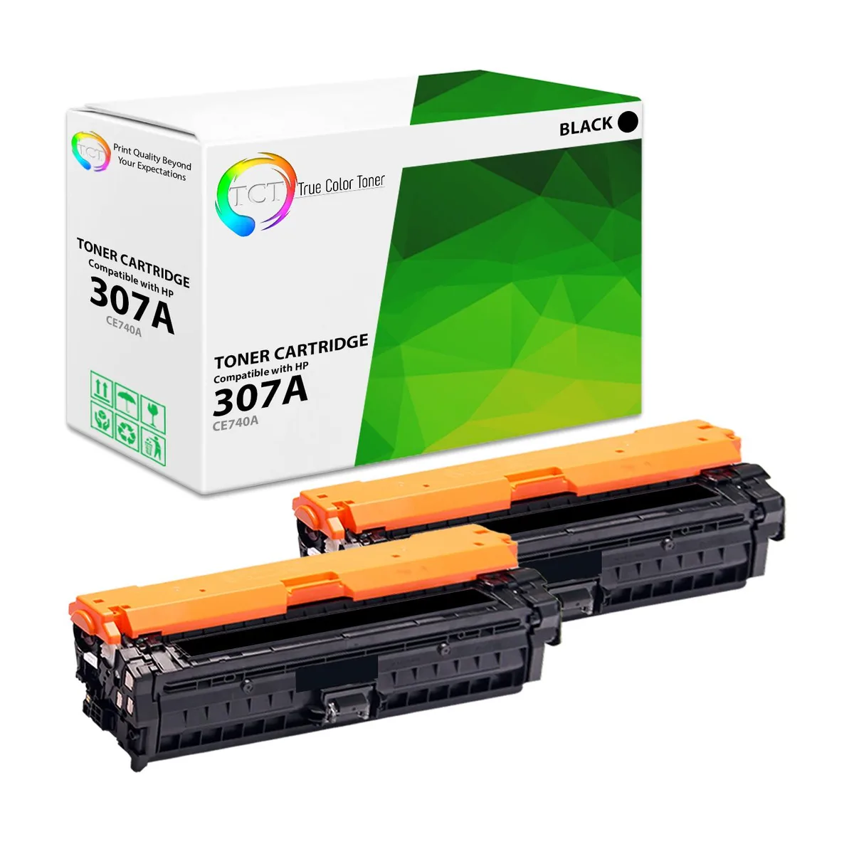 True Color Toner True Color Toner 307A CE740A Black Toner Cartridge 2 Pack — product photo
