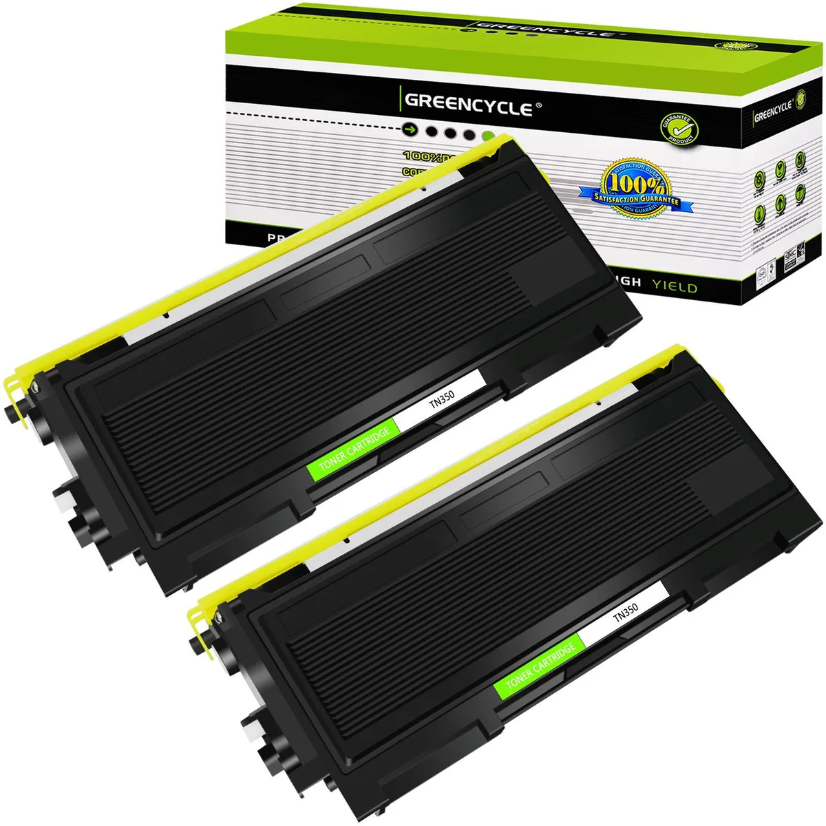 GREENCYCLE GREENCYCLE TN350 Black Laser Toner Cartridge 2 Pack 2500 Pages for HL-2030 HL-2040 MFC-7220 — product photo