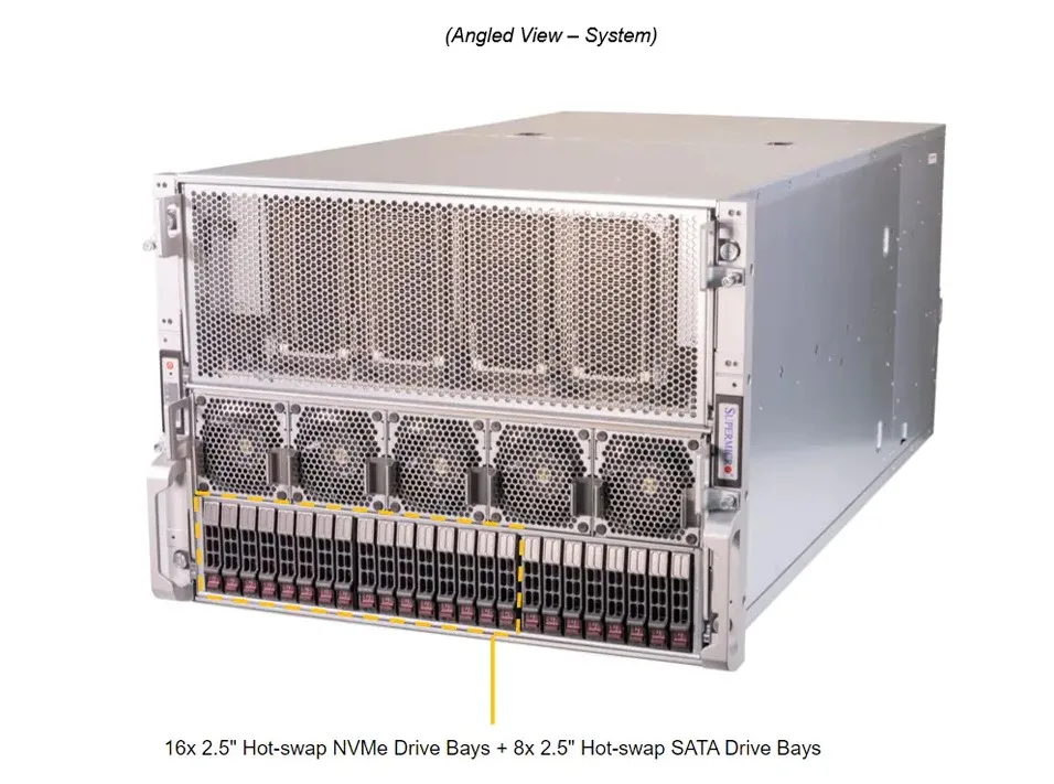 Supermicro Supermicro 821GE-TNHR-OTO-2-Radium rack server, Dual Xeon 8558H, 1TB DDR5, 960GB SSD, 8 H200 141GB — product photo