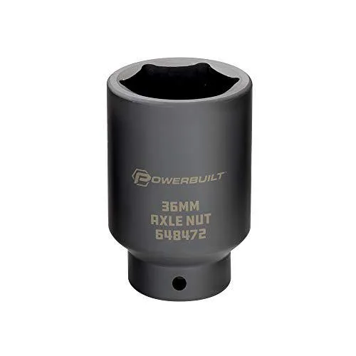 Powerbuilt Powerbuilt 648472 1/2-Inch Drive 36mm Axle Nut Socket Black — product photo