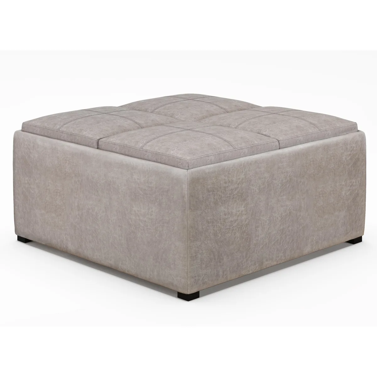 tuphen tuphen Avalon Square Coffee Table Storage Ottoman Distressed Grey Taupe 35x35x18 — product photo