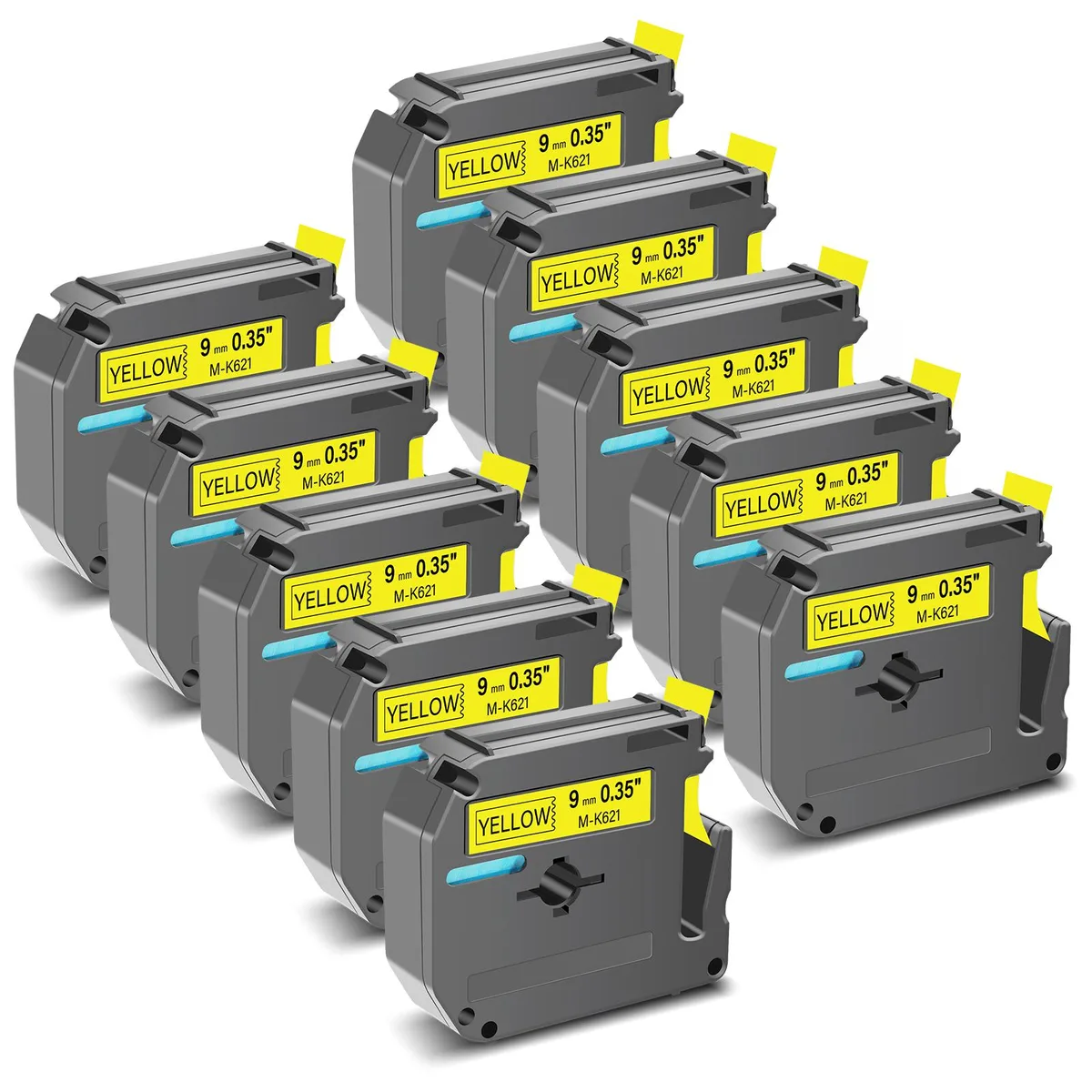 GREENCYCLE GREENCYCLE MK-621 label tape 9mm 8m black on yellow 20 pack — product photo
