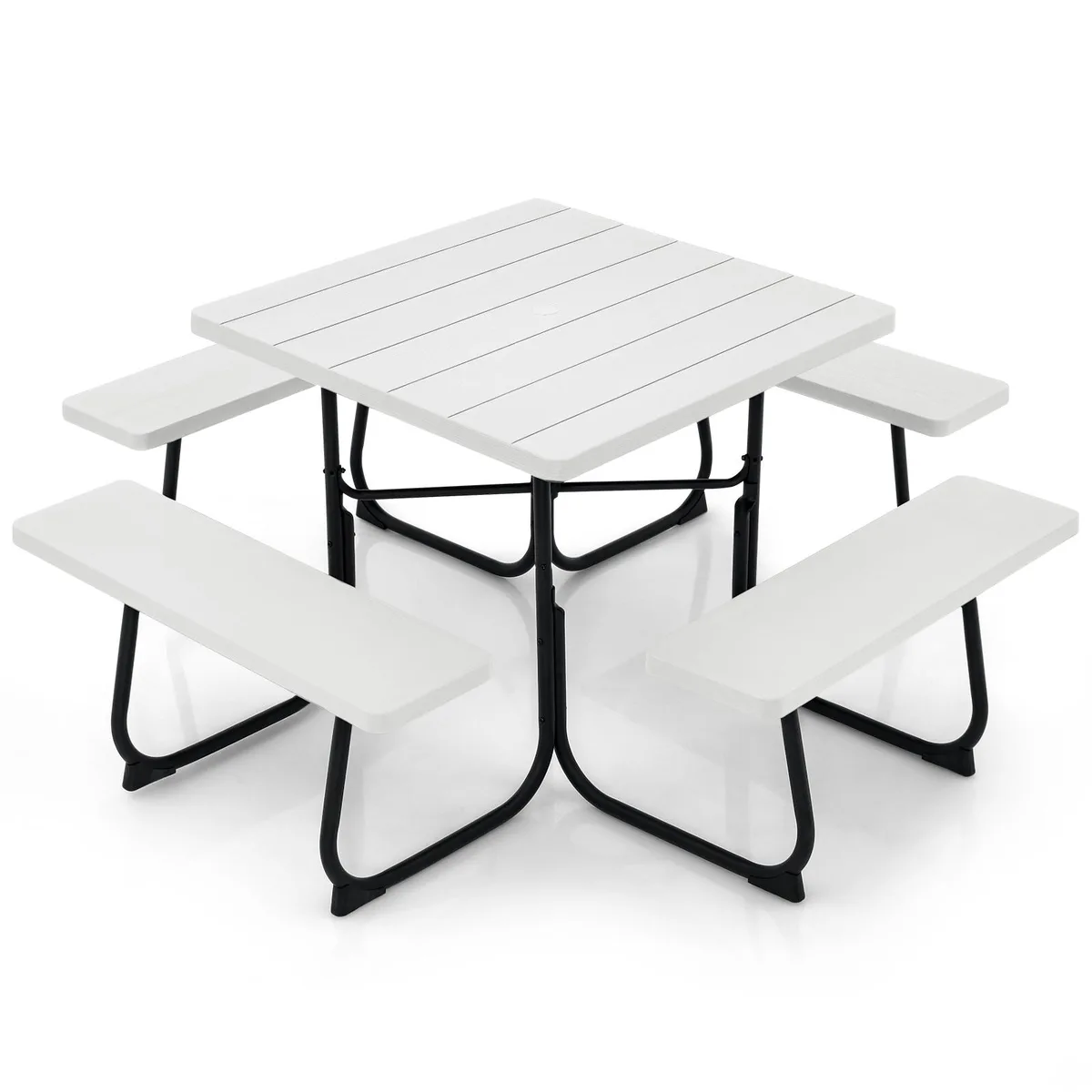 SlickBlue SlickBlue 43" Round Picnic Table 4 Benches White — product photo