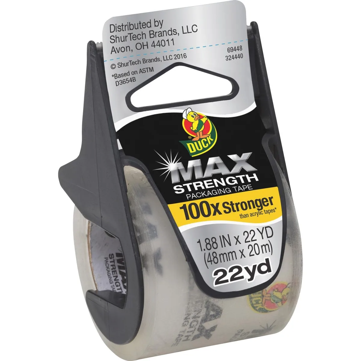 ShurTech Brands ShurTech Brands Duck MAX Packaging Tape Clear 1.88" x 22 yds 3.1 mil 6/Pack — product photo