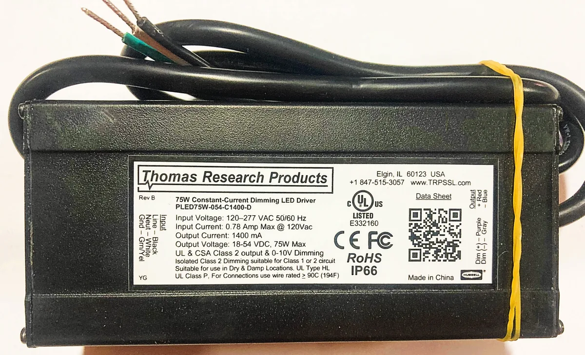 Rectangular aluminium LED driver with side cable entries
