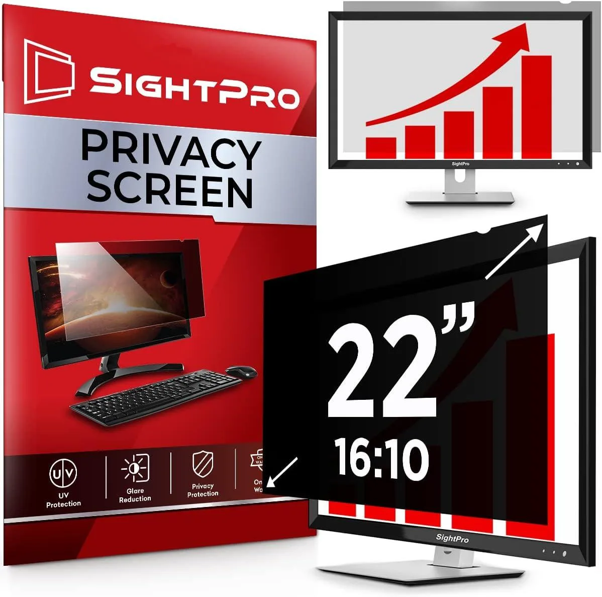 Rectangular 22 inch 16:10 privacy screen filter with matte finish