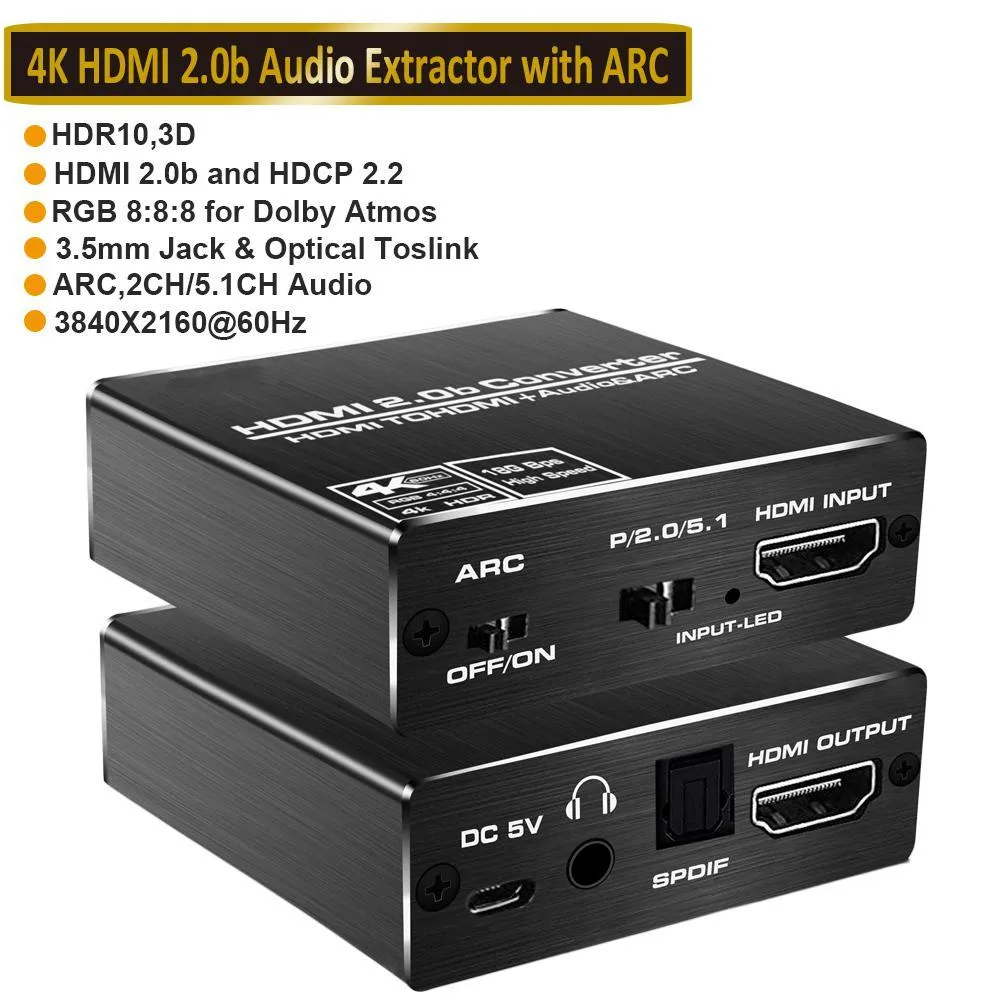 WRIARICH WRIARICH OZV8-1 HDMI Audio Extractor Splitter 18Gbps 4K60 ARC — product photo