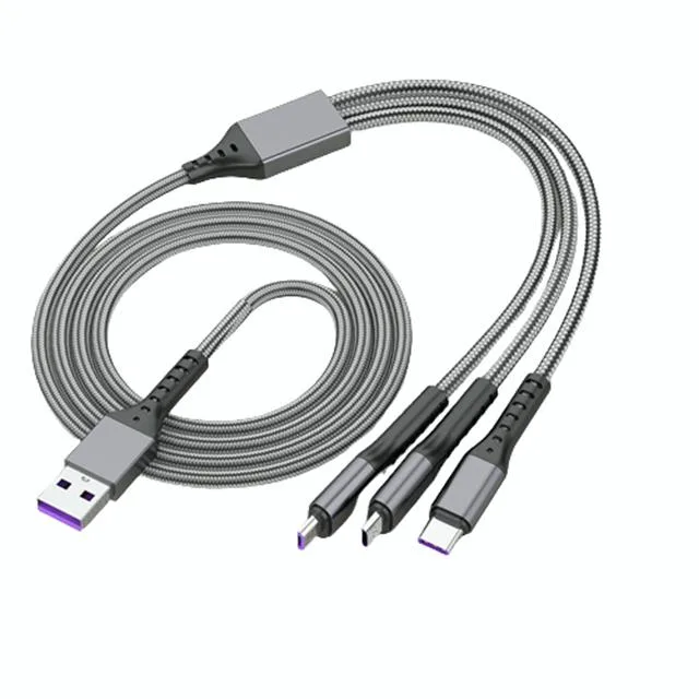 Gemdeck Gemdeck Retractable 3-in-1 USB Charger Cable Grey — product photo
