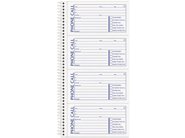 TOPS TOPS 4002 Spiral-Bound Message Book 11 x 5 1/2 200 Sheets — product photo