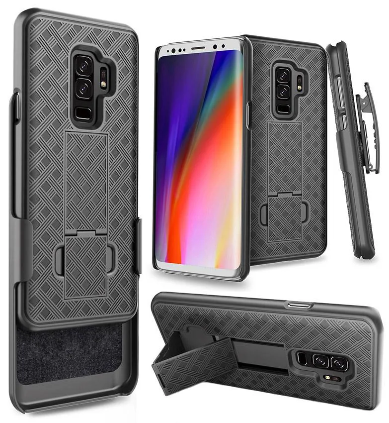 Nakedcellphone Nakedcellphone Kickstand Case + Holster Combo with Stand for Samsung Galaxy S9 Plus, Black, 13-position clip — product photo