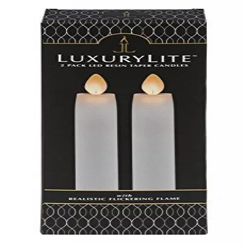 Ganz Ganz Remote Ready Blow-Out White 8.5 Resin LED Taper Candles Set of 2 — product photo