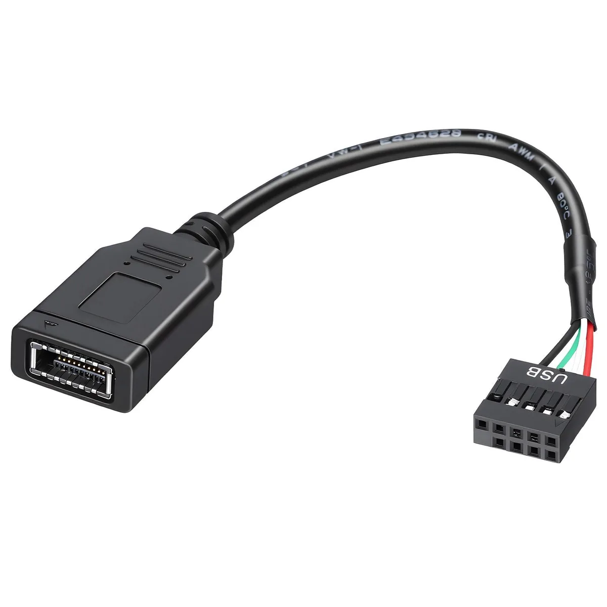 No Sew No Sew USB 2.0 9-pin to Type-E header extension cable 6.6 in — product photo