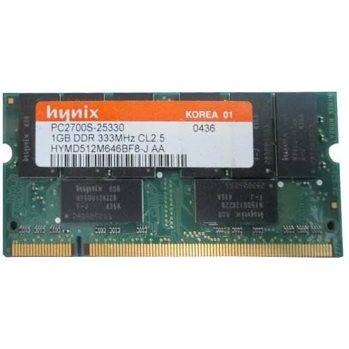 SK hynix SK hynix 1GB DDR PC-2700 333MHz CL2.5 2.5V Dual Rank 200-Pin SODIMM Laptop RAM — product photo