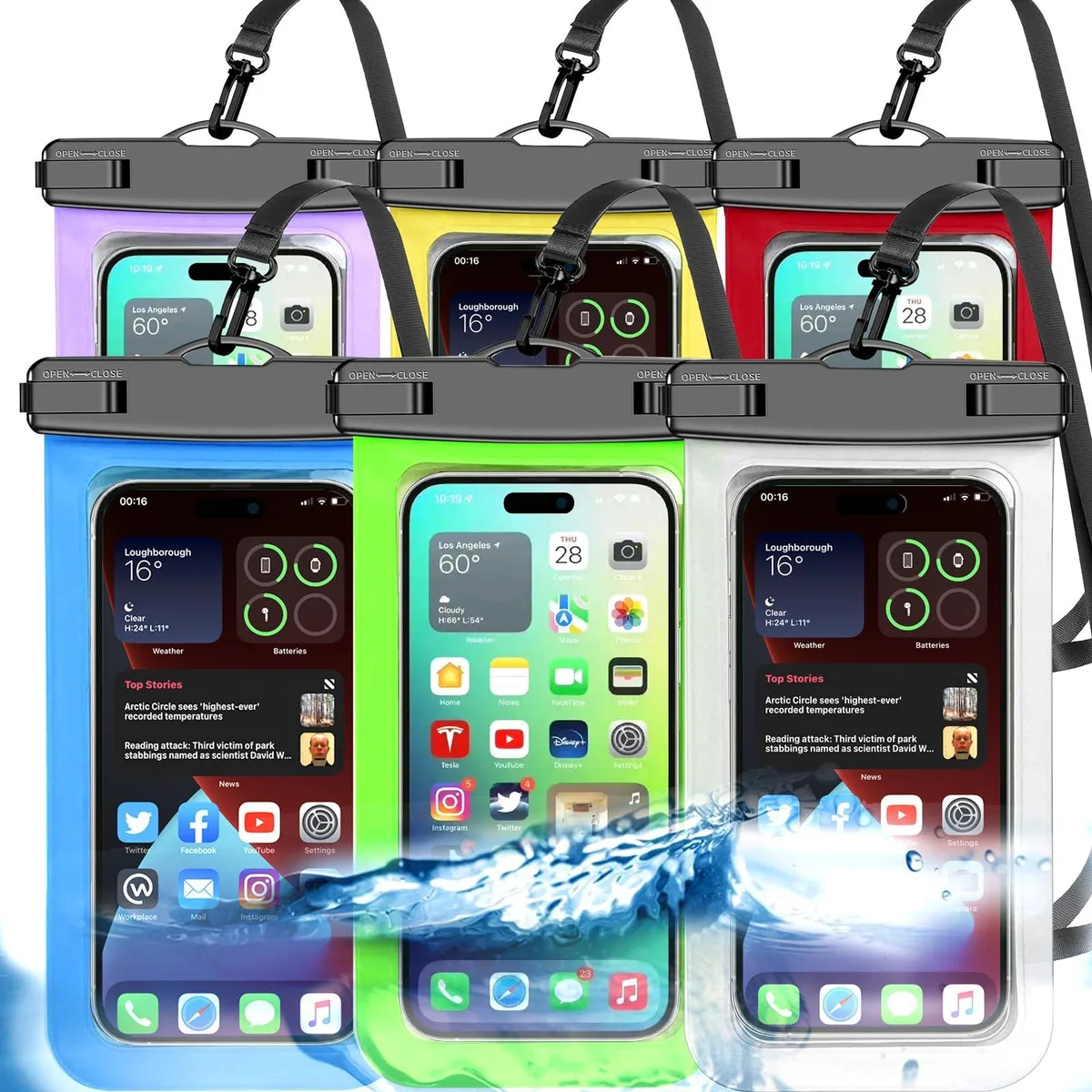 Famoby Waterproof Phone Pouch 6 Pack Multicolor IP68 8.3in — product photo