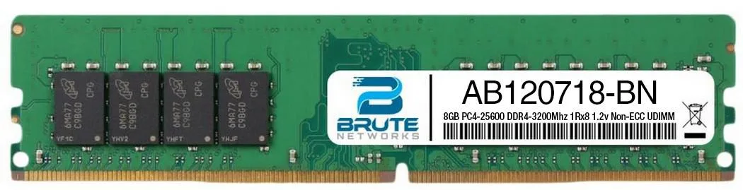 Brute Networks Brute Networks 8GB DDR4-3200 PC4-25600 1Rx8 1.2V Non-ECC UDIMM AB120718 — product photo