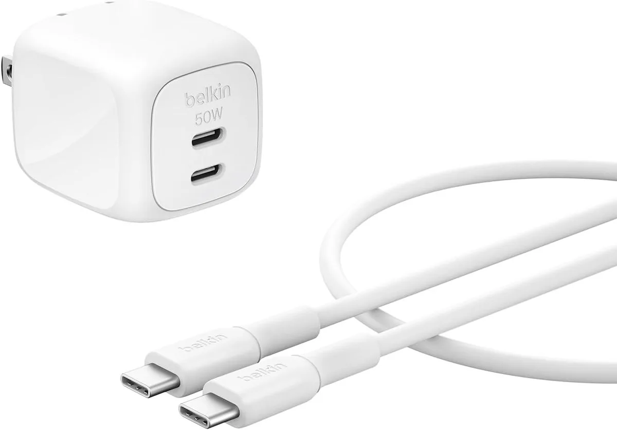 ONITOON ONITOON 50W 2-Port USB-C GaN Charger with 1m Cable - White — product photo