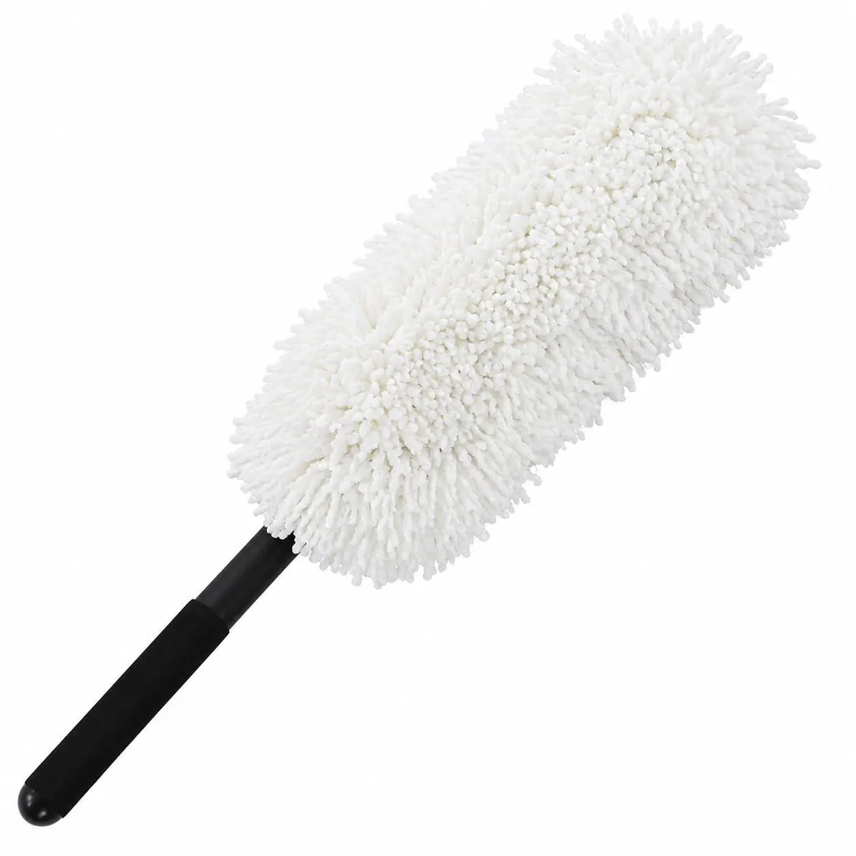 Long microfiber duster with 27 inch handle and 16 inch plush cleaning head