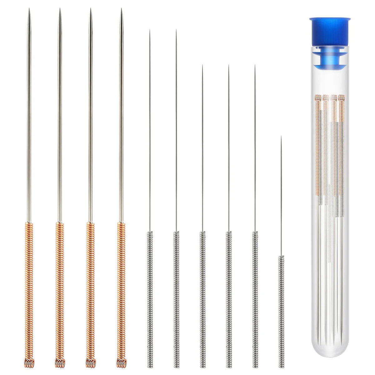 Ten stainless-steel nozzle needles 0.15 to 1.0 mm in a compact set