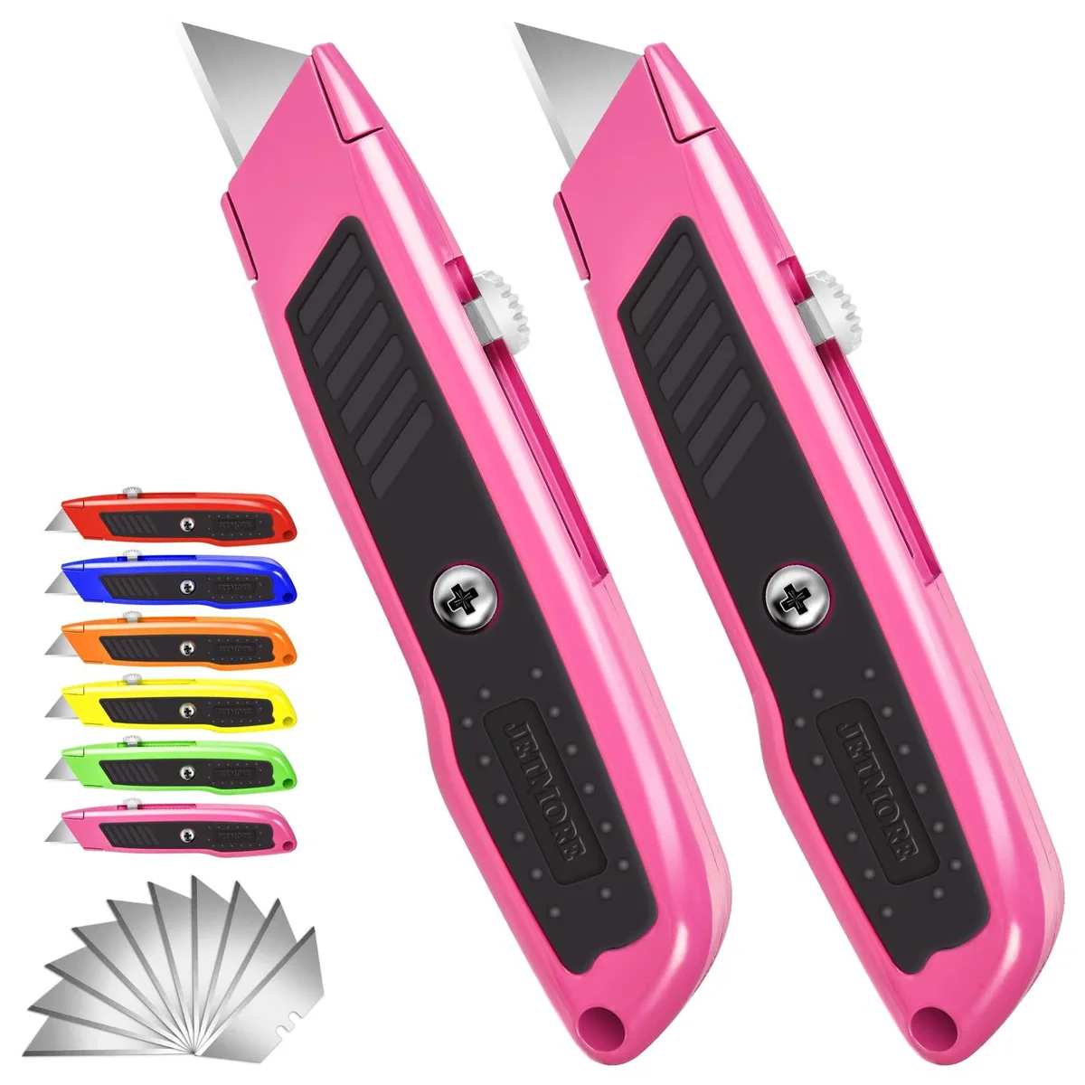  Jetmore 2-Pack Pink Retractable Box Cutter 5.9in 10 Blades — product photo
