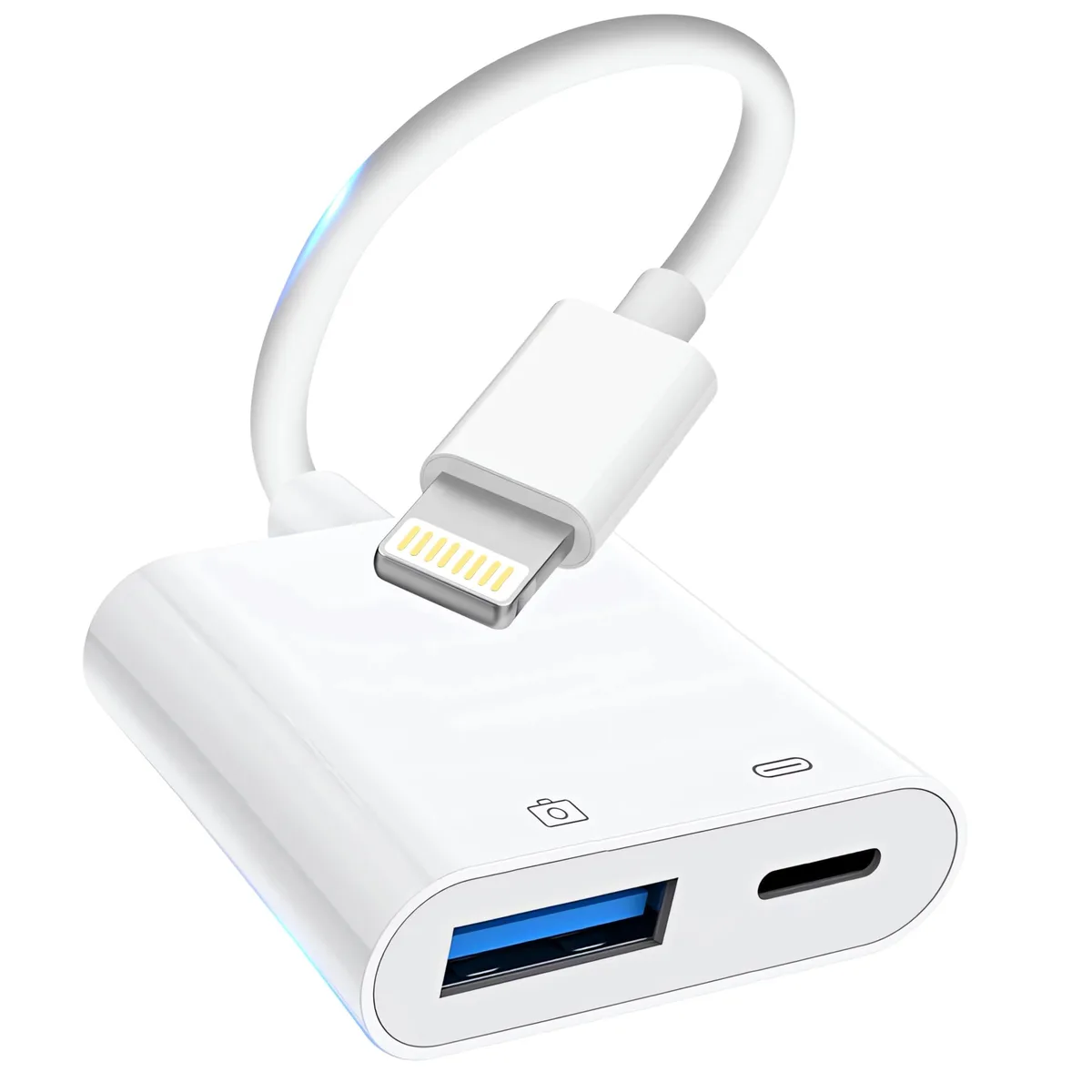 White Lightning to USB 3.0 adapter with charging port