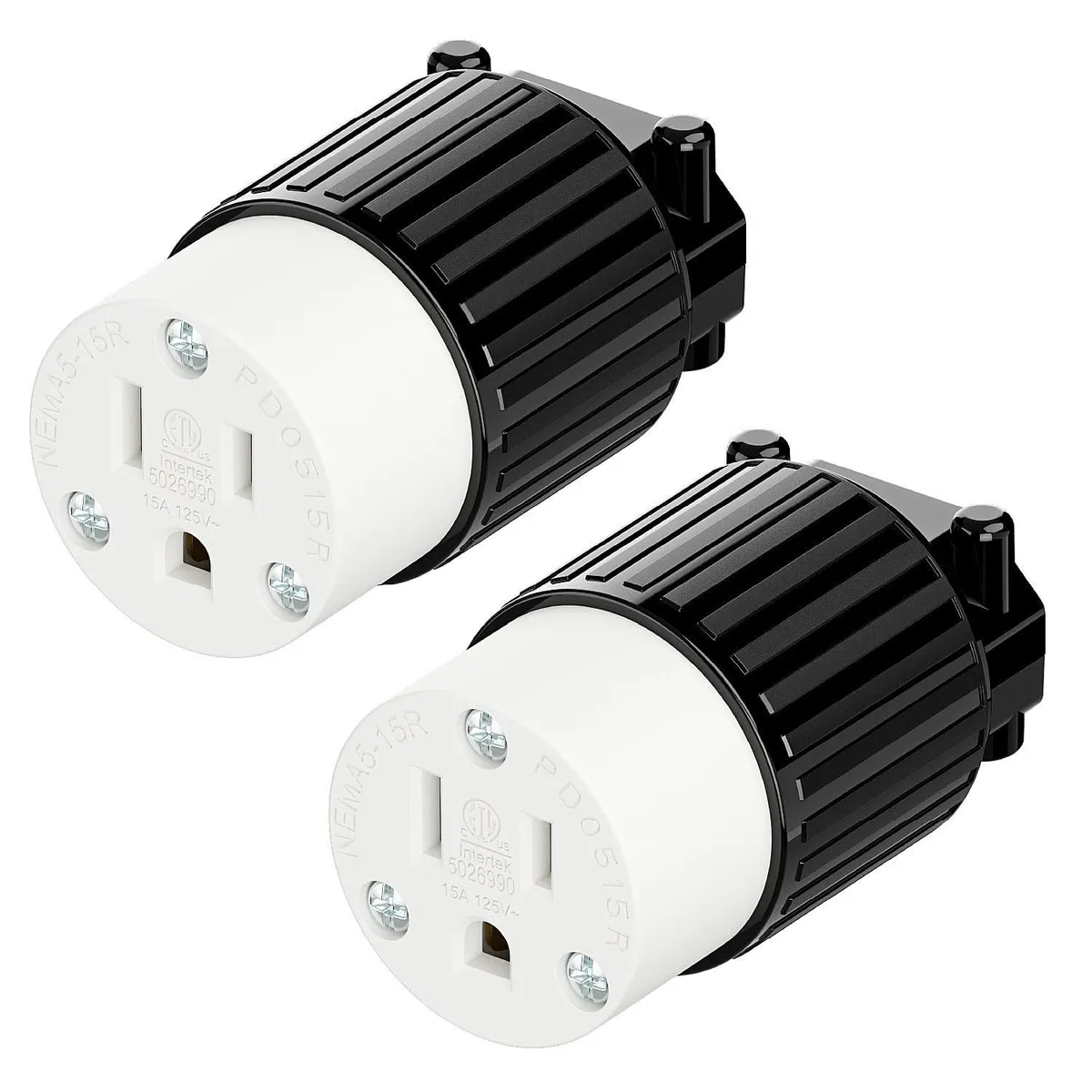 LORDWORLD LORDWORLD Nema 5-15R 15A 125V AC Socket 2-Pack Black White — product photo