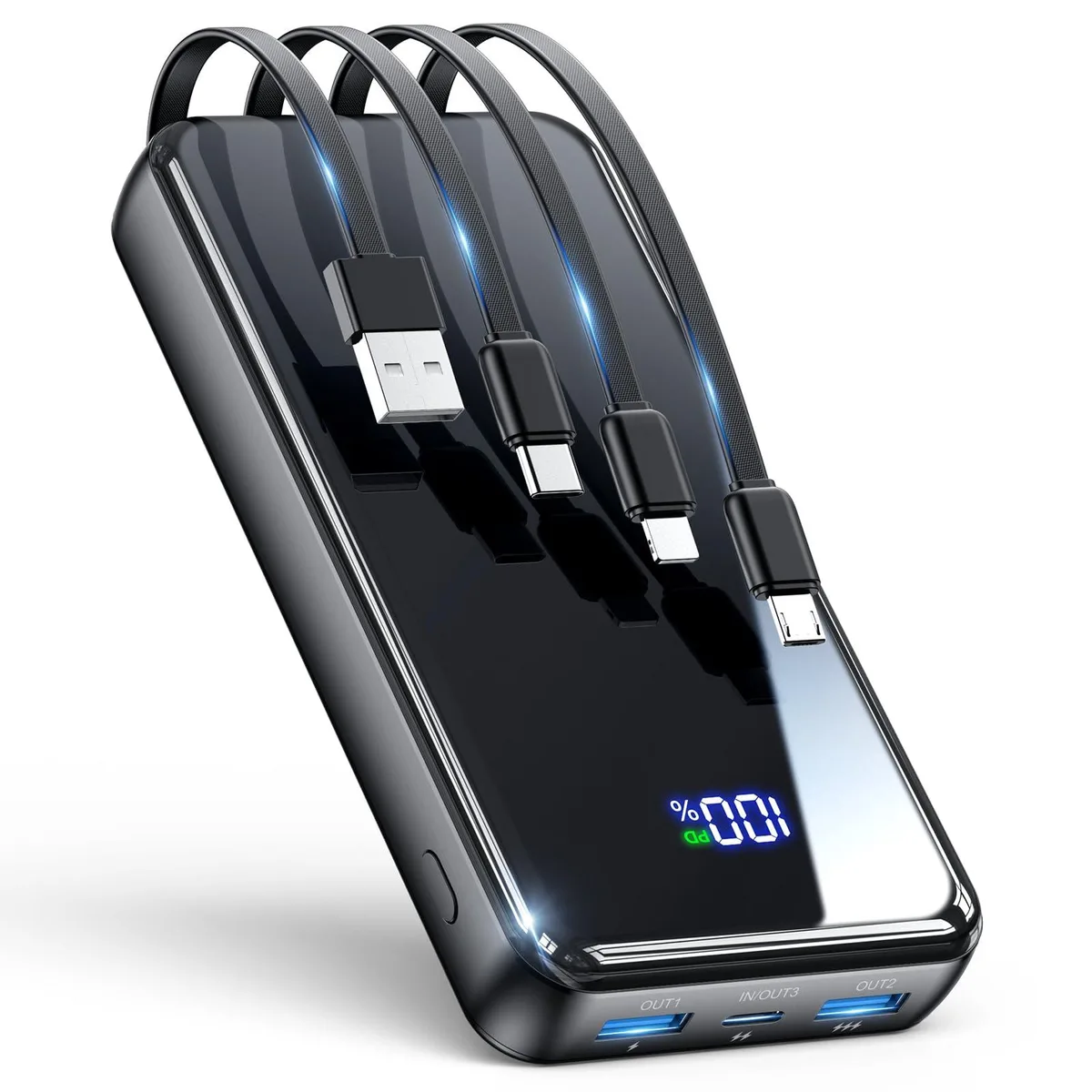 YILANS JM4 Pro 50000mAh power bank 22.5W built-in cables Black — product photo