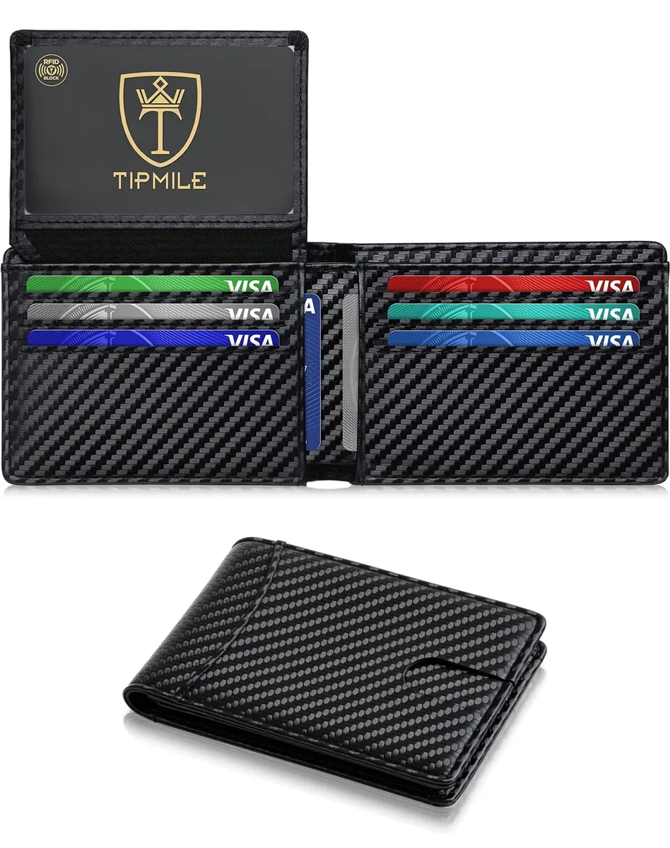  Tipmile 11tpmw0001-bk wallet black RFID 12 cards 2 ID windows cash slot 4.41 x 3.15 x .75 inches — product photo