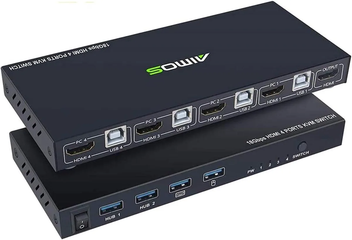 FOCUSTEC FOCUSTEC 4 Port HDMI KVM Switch 4K@60Hz USB 2.0 Hub — product photo