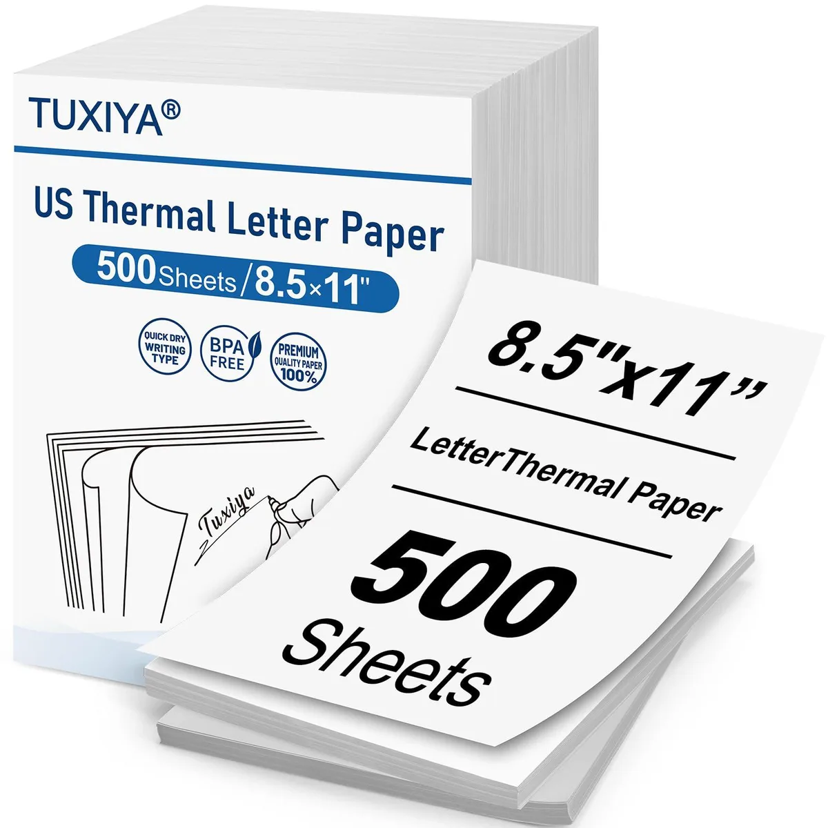 White glossy thermal printer paper sheets in US Letter size