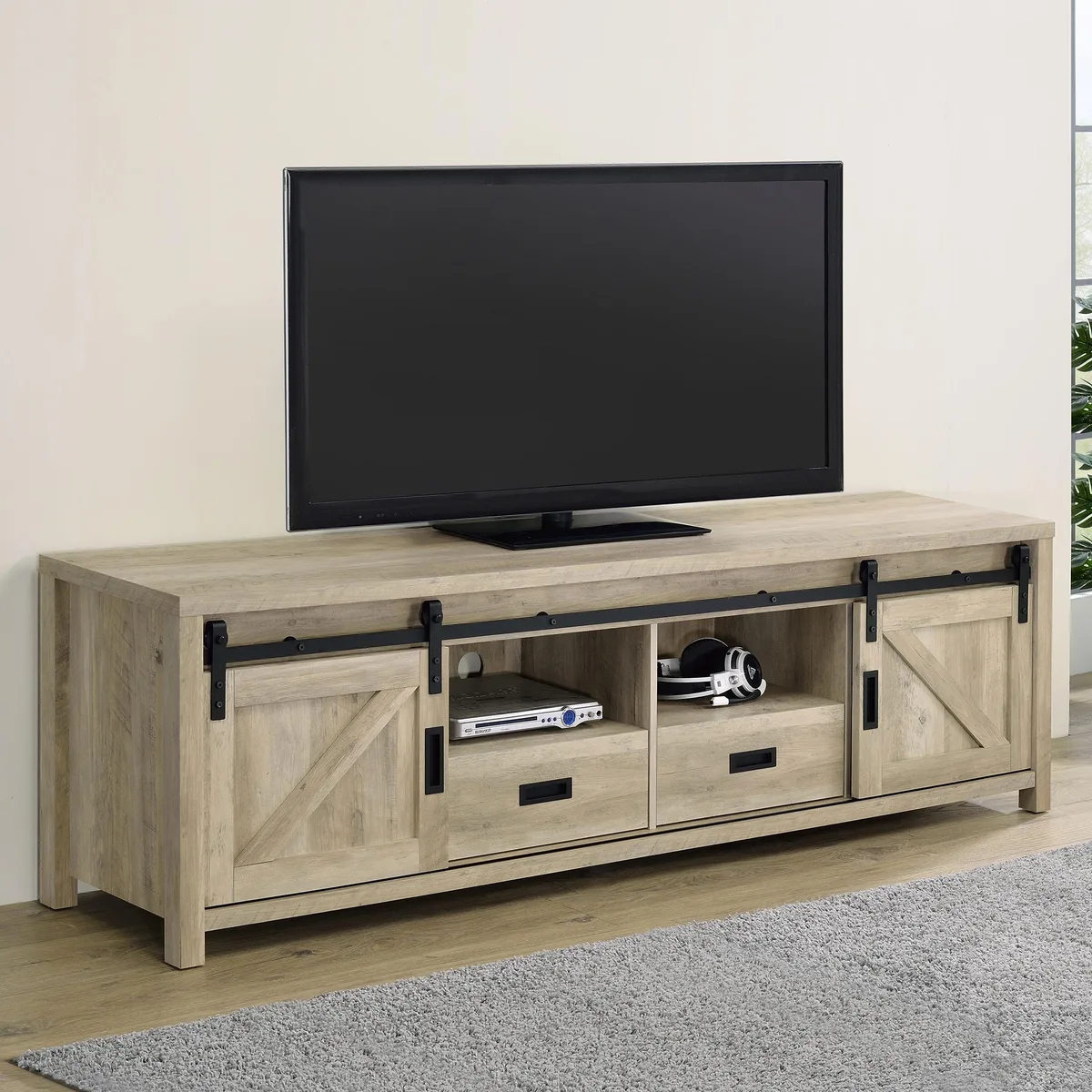 tuphen tuphen Madra Distressed Pine 2-Door TV Stand — product photo