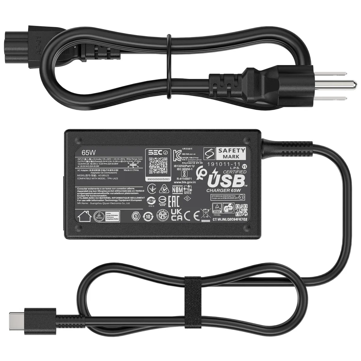  2-Power AD195123 65W USB-C Charger for HP EliteBook ProBook Spectre Envy x360 — product photo