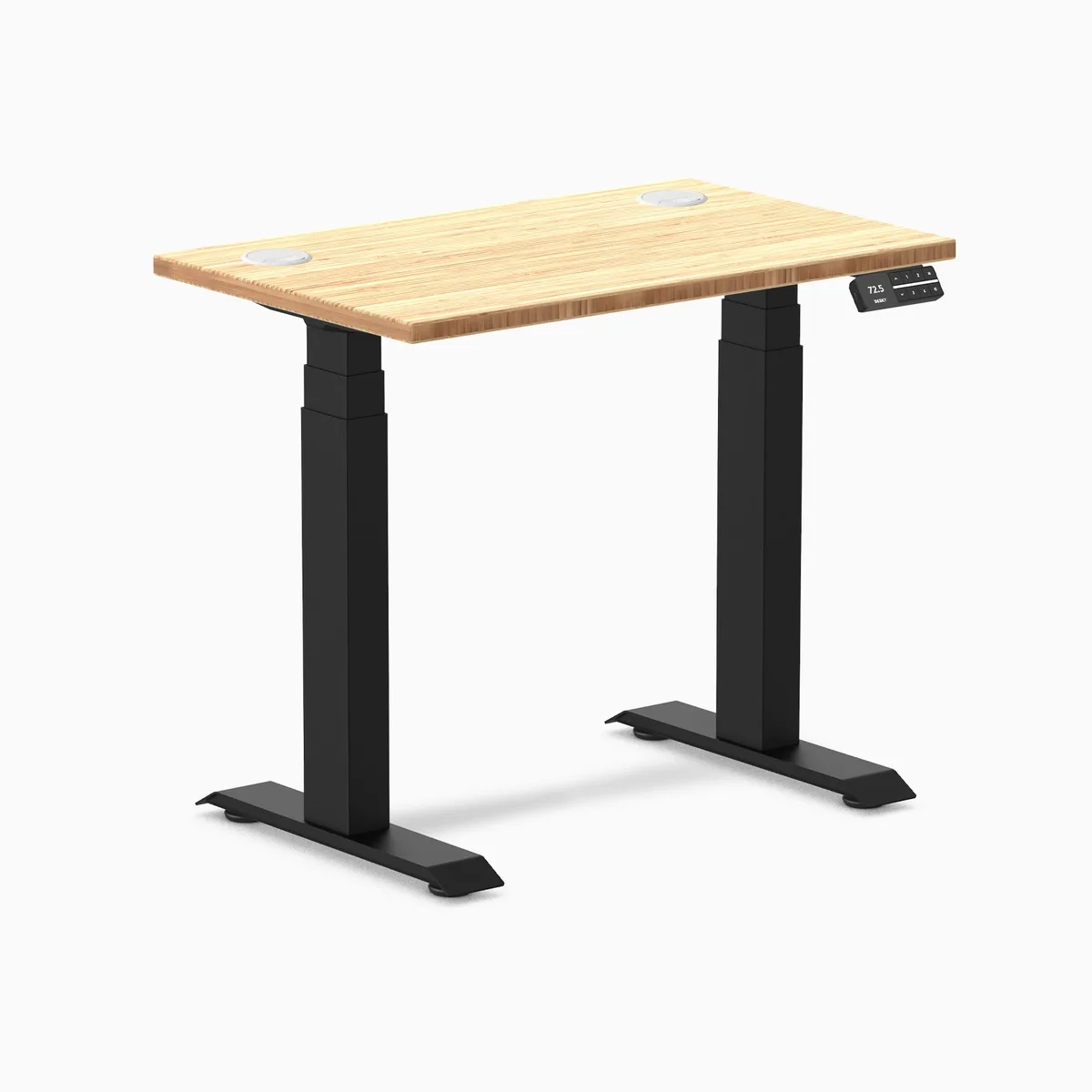 Desky Desky Dual Mini Bamboo Sit Stand Desk 32 x 20 inches with Grommets Matte Black — product photo