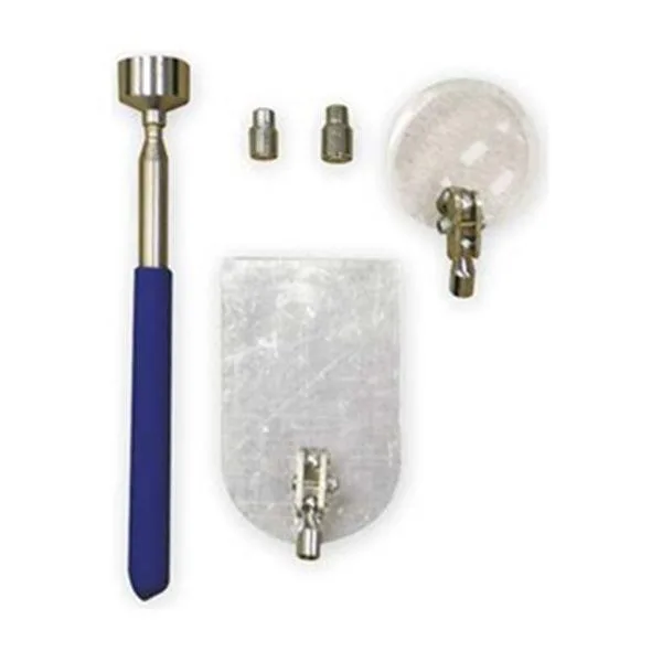 Telescoping inspection kit with magnetic pickups, magnifier and acrylic mirror, six pieces