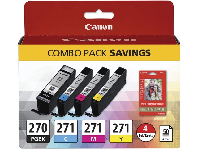 Canon Canon 0373C005 PGI-270/CLI-271 combo pack 4 cartridges + 50 sheets photo paper ink cartridges (genuine brands) — product photo