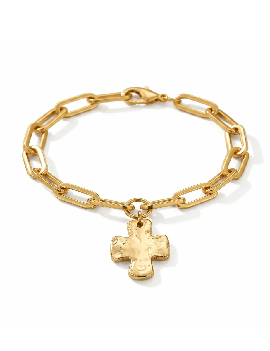  Eamom Chunky Gold Cross Bracelet 18cm 23.6g — product photo