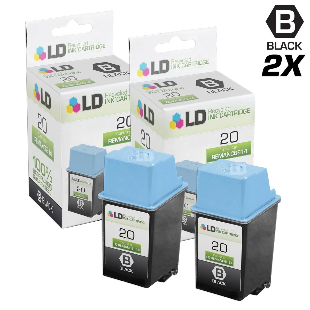 LD Products LD Products HP 20 (C6614DN) 2-pack black ink cartridges — product photo